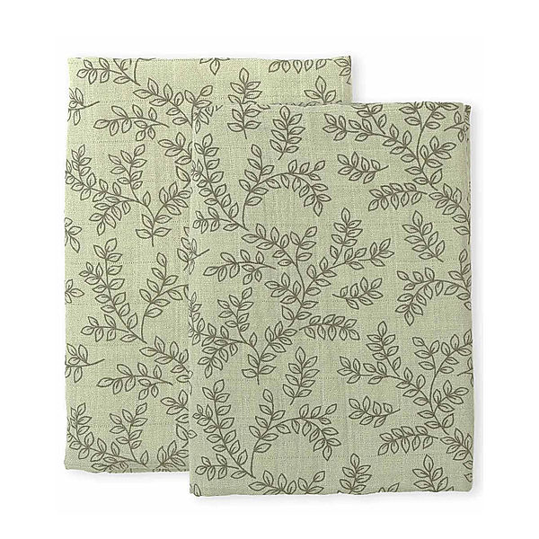 A Little Lovely Company Mulltuch LEAVES (60x60cm) 2er Pack in sage