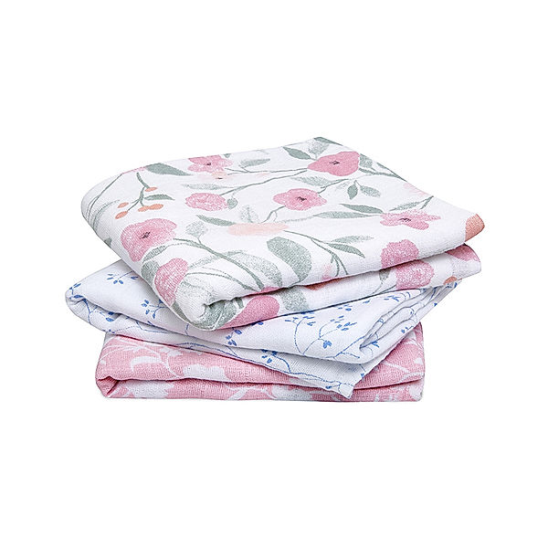 aden + anais Mulltuch MUSY® SQUARES – MA FELUR (70x70) 3er-Set in weiss/rosa