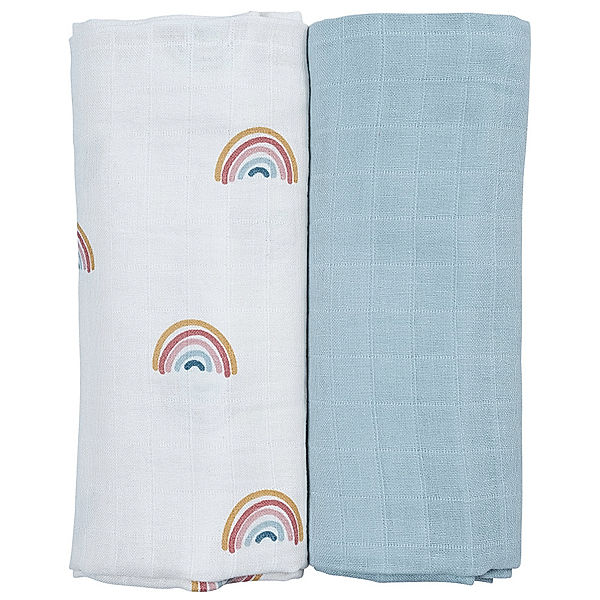 FABELAB Mulltuch-Set REGENBOGEN (120x120) 2er-Set in bunt