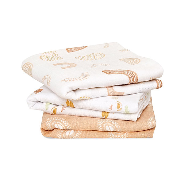 aden + anais Mullwindel KEEP RISING 3er-Pack in beige/weiß