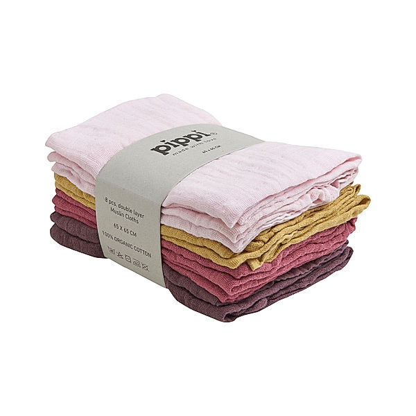 pippi Mullwindeln UNI (65x65) 8er-Pack in chalk pink