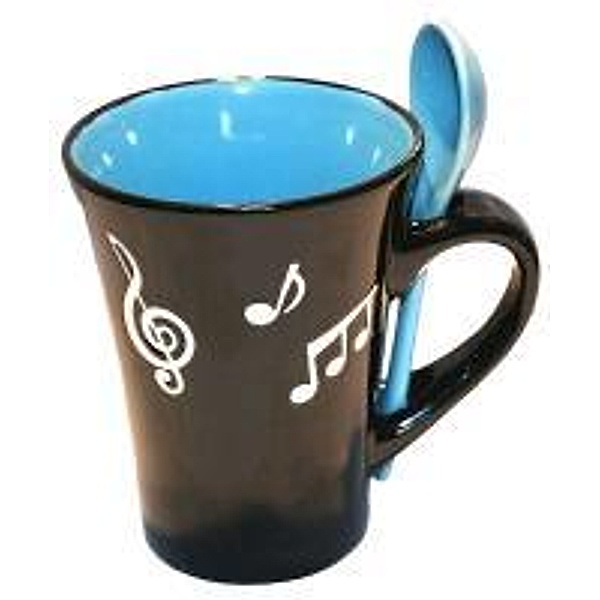 Music Note Mug With Spoon - Blue