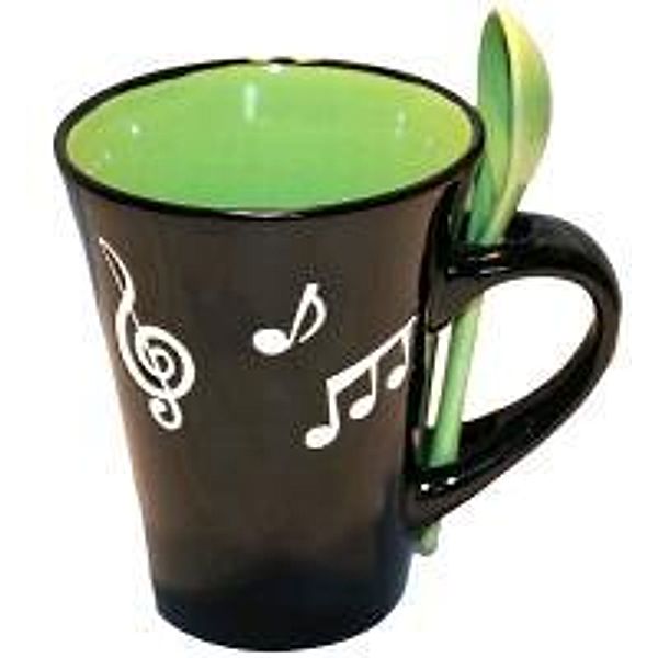 Music Note Mug With Spoon - Green