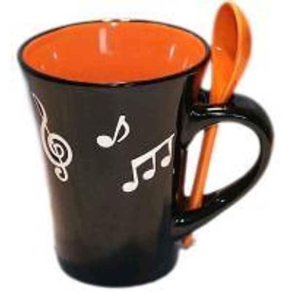 Music Note Mug With Spoon - Orange