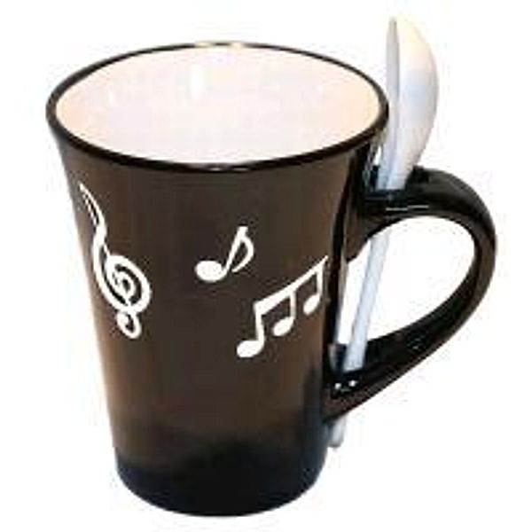 Music Note Mug With Spoon - White