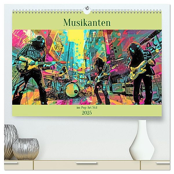 Musikanten im Pop-Art Stil (hochwertiger Premium Wandkalender 2025 DIN A2 quer), Kunstdruck in Hochglanz, Calvendo, Liselotte Brunner-Klaus