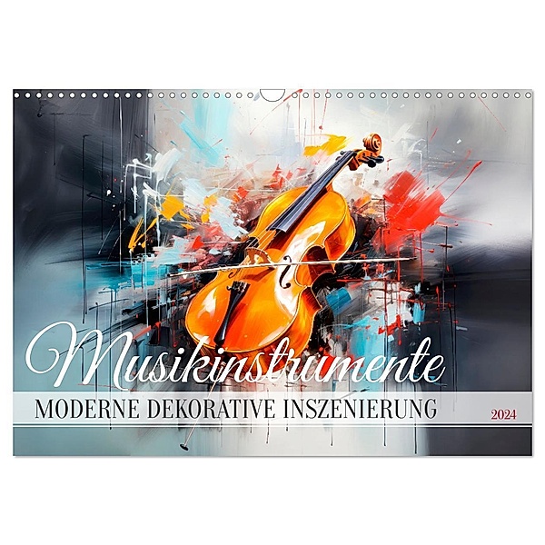 MUSIKINSTRUMENTE Moderne dekorative Inszenierung (Wandkalender 2024 DIN A3 quer), CALVENDO Monatskalender, Calvendo, Melanie Viola