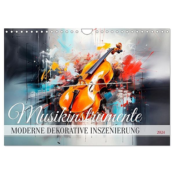 MUSIKINSTRUMENTE Moderne dekorative Inszenierung (Wandkalender 2024 DIN A4 quer), CALVENDO Monatskalender, Calvendo, Melanie Viola