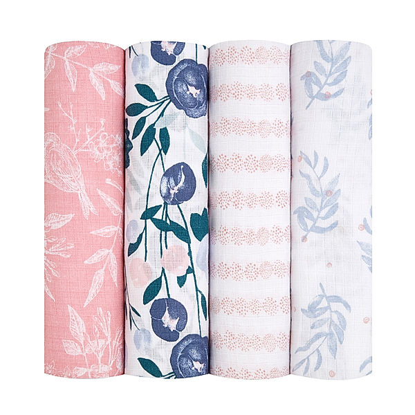 aden + anais Musselin-Pucktuch ESSENTIALS - FLOWERS BLOOM (112x112) 4er-Pack