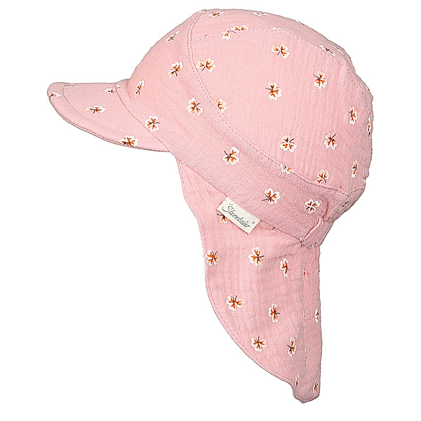 Sterntaler Musselin-Schirmmütze BLUMEN mit Nackenschutz in rosa