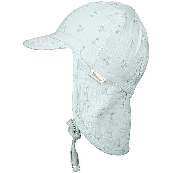 Sterntaler Musselin-Schirmmütze PALME mit Nackenschutz in mittelgrün