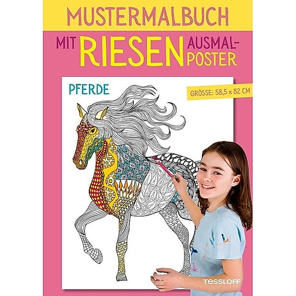 Mustermalbuch mit riesen Ausmalposter – Pferde