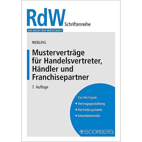 Musterverträge für Handelsvertreter, Händler und Franchisepartner, Jürgen Niebling