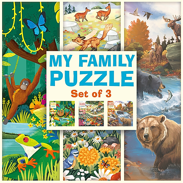 Magellan My Family Puzzle - Set of 3 - Jungle, Flowers, Northern Wildlife