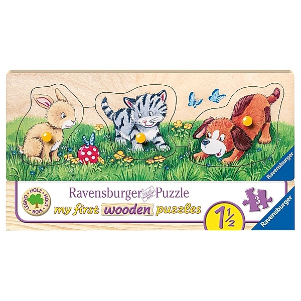 Ravensburger Verlag My first wooden puzzle  – Niedliche Tierkinder 3-teilig