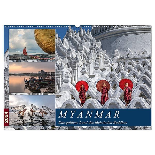 Myanmar, das goldene Land des lächelnden Buddhas (Wandkalender 2024 DIN A2 quer), CALVENDO Monatskalender, Joana Kruse