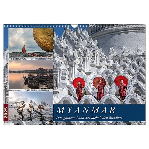 Myanmar, das goldene Land des lächelnden Buddhas (Wandkalender 2025 DIN A3 quer), CALVENDO Monatskalender, Calvendo, Joana Kruse