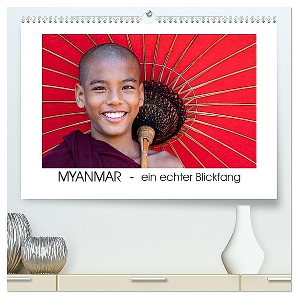 Myanmar - ein echter Blickfang (hochwertiger Premium Wandkalender 2024 DIN A2 quer), Kunstdruck in Hochglanz, Gabi Steiner
