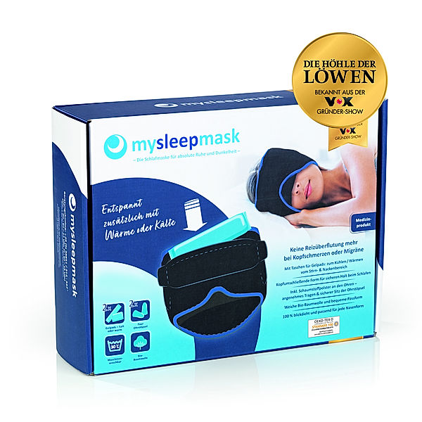 mysleepmask Schlafmaske (Größe: L/XL, Farbe: schwarz/blau)