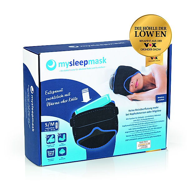 mysleepmask Schlafmaske (Größe: S/M, Farbe: schwarz/blau)