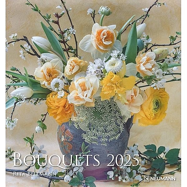 N NEUMANNVERLAGE - Bouquets 2025 Fotokunst-Kalender, 45x48cm, Wandkalender mit zwölf bezaubernden Blumenbouquets, liebevolle Blumensträuße, Spiralbindung und internationales Kalendarium