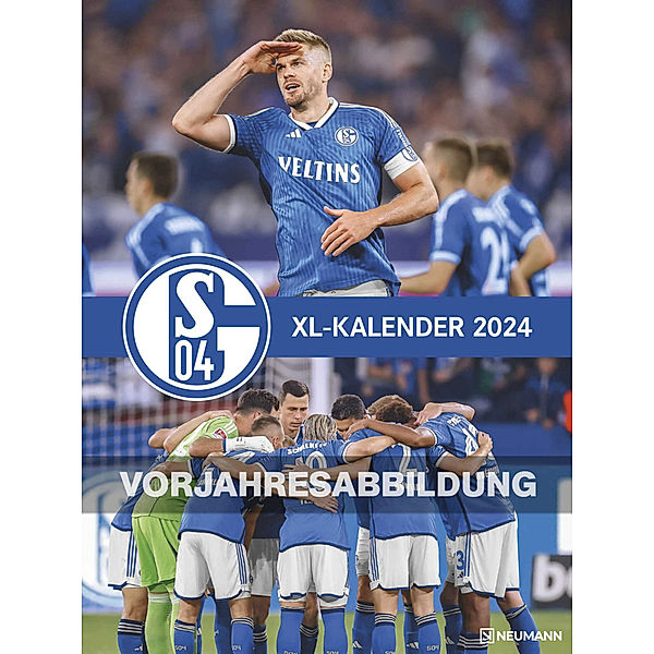 N NEUMANNVERLAGE - FC Schalke 04 2025 Posterkalender, 45x48cm, Fußball-Kalender mit Motiven der Stars, Fan-Kalender mit Fußball-Highlights, Spiralbindung und internationales Kalendarium