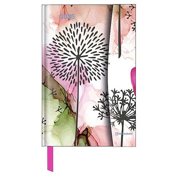 N NEUMANNVERLAGE - Flower Fantasy 2025 Diary, 10x15cm, Taschenkalender mit Magnetverschluss und Lesebändchen, Tasche für Visitenkarte, Jahres- und Monatsübersicht und internationales Kalendarium