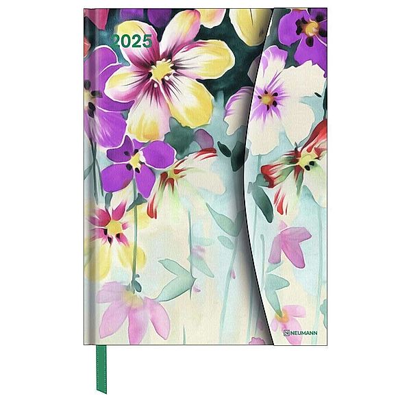N NEUMANNVERLAGE - Flower Fantasy 2025 Diary, 16x22cm, Taschenkalender mit Magnetverschluss und Lesebändchen, Tasche für Visitenkarte, Jahres- und Monatsübersicht und internationales Kalendarium