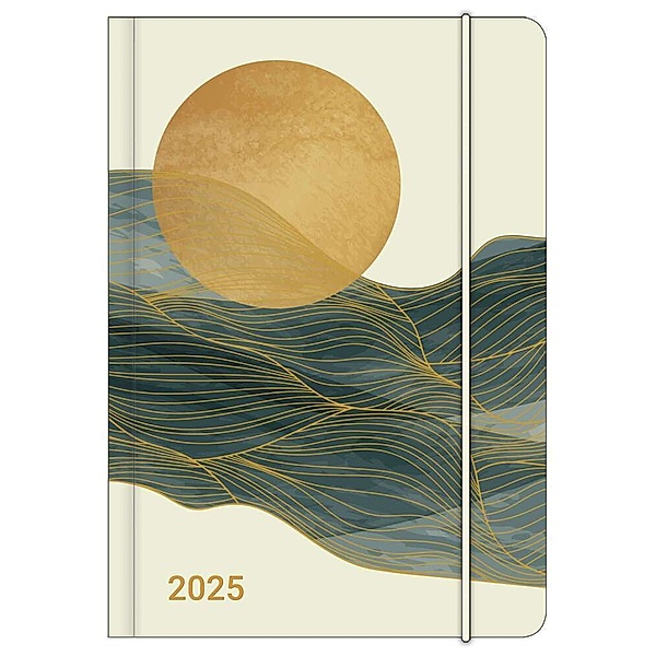N NEUMANNVERLAGE - GlamLine CALM 2025 Mini Flexi Diary, 12x17cm, Taschenkalender mit flexiblem Kartonumschlag, Elastikband und Banderole, Zusatzseiten für Notizen und internationales Kalendarium
