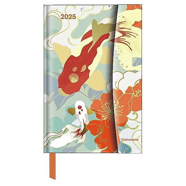 N NEUMANNVERLAGE - Japanese Papers 2025 Diary, 10x15cm, Taschenkalender mit Magnetverschluss und Lesebändchen, Tasche für Visitenkarte, Jahres- und Monatsübersicht und internationales Kalendarium