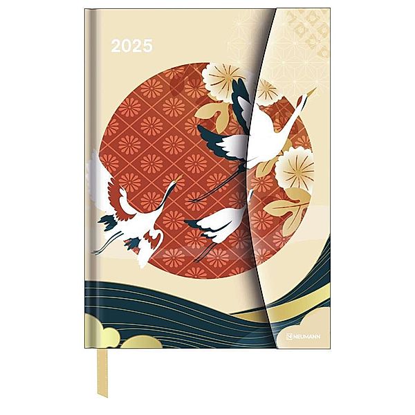 N NEUMANNVERLAGE - Japanese Papers 2025 Diary, 16x22cm, Taschenkalender mit Magnetverschluss und Lesebändchen, Tasche für Visitenkarte, Jahres- und Monatsübersicht und internationales Kalendarium