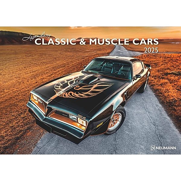 N NEUMANNVERLAGE - Legendary Classic & Muscle Cars 2025 Wandkalender, 42x29,7cm, Kalender mit Abbildungen legendärer Klassiker und Muscle Cars, Spiralbindung und internationales Kalendarium