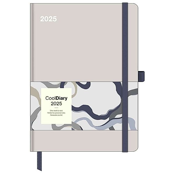 N NEUMANNVERLAGE - Stone 2025 Cool Diary, 16x22cm, Wochenkalender mit Banderole und Lesebändchen, Tasche für Visitenkarte, Jahres- und Monatsübersicht, Mondphasen und internationales Kalendarium