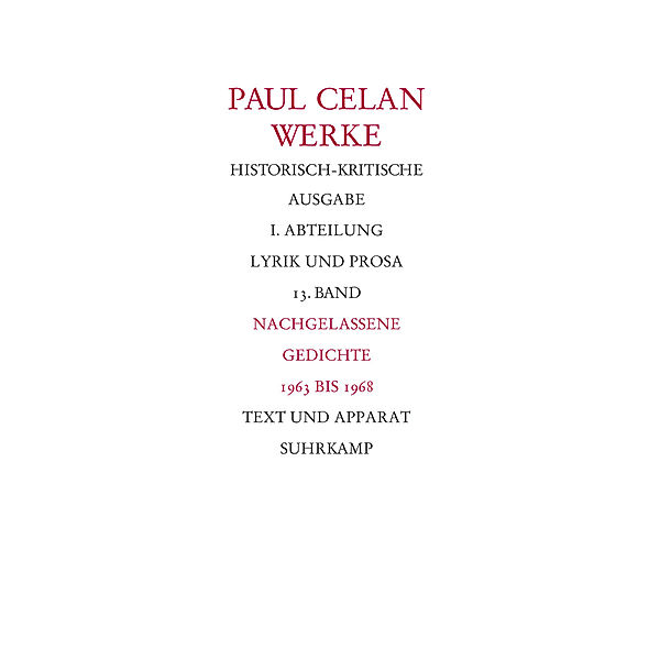 Nachgelassene Gedichte 1963-1968, Paul Celan