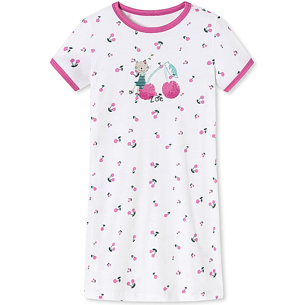 Schiesser Nachthemd CAT ZOE in weiß/pink