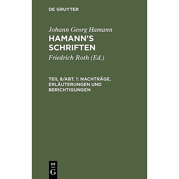 Nachträge, Erläuterungen und Berichtigungen, Johann Georg Hamann