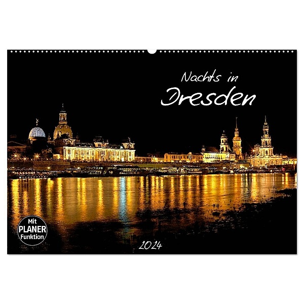 Nachts in Dresden (Wandkalender 2024 DIN A2 quer), CALVENDO Monatskalender, Dirk Meutzner