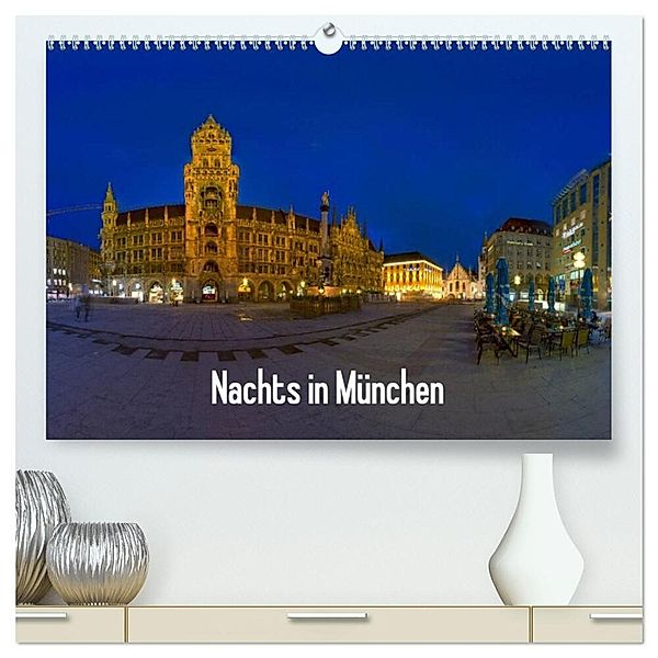 Nachts in München (hochwertiger Premium Wandkalender 2025 DIN A2 quer), Kunstdruck in Hochglanz, Calvendo, Dimo Tabken