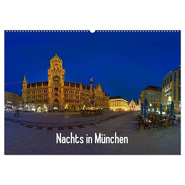 Nachts in München (Wandkalender 2024 DIN A2 quer), CALVENDO Monatskalender, Dimo Tabken