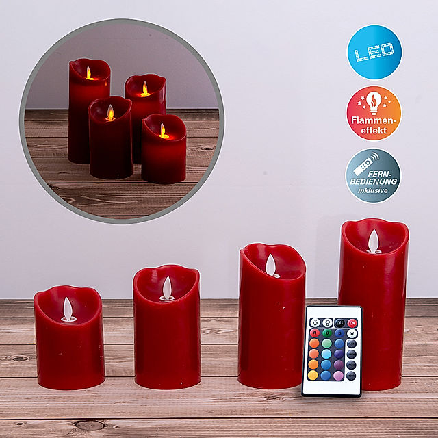 Näve Leuchten 4er-Set rot Farbe: LED-Kerzen