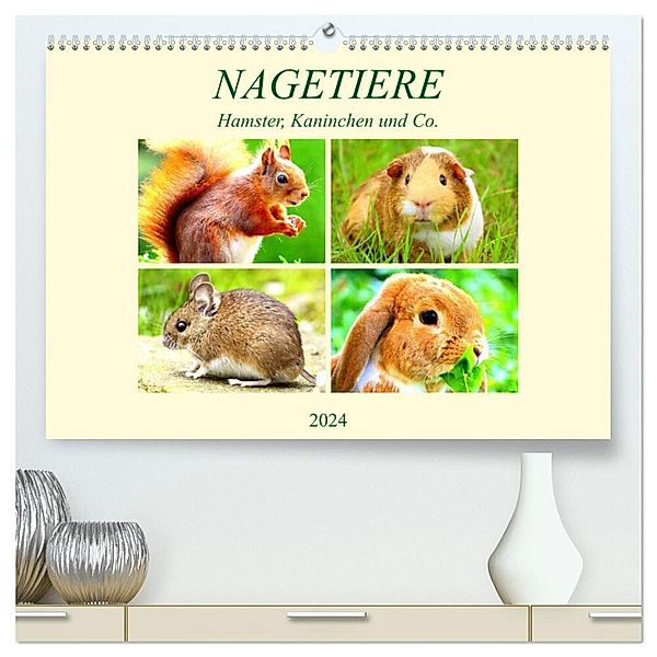 Nagetiere. Hamster, Kaninchen und Co. (hochwertiger Premium Wandkalender 2024 DIN A2 quer), Kunstdruck in Hochglanz, Rose Hurley
