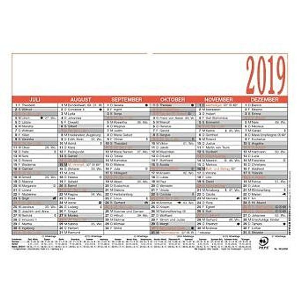 Namenstagekalender (Nr.905-0000) 2019