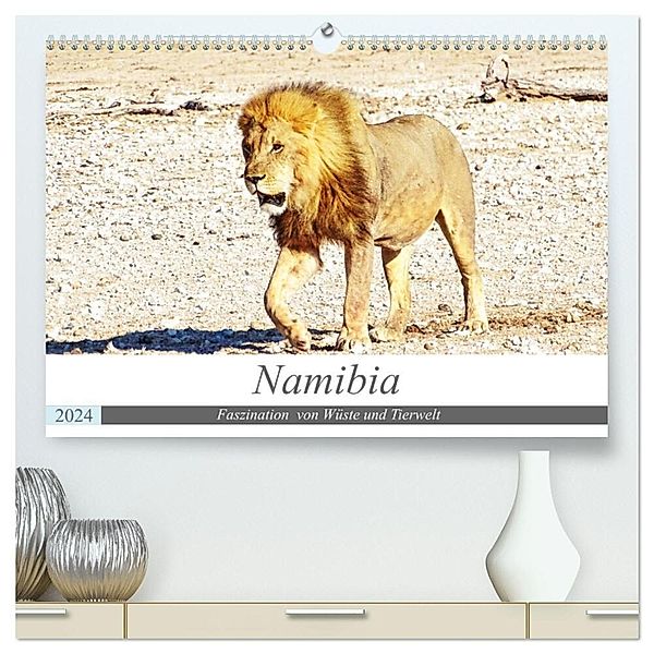 Namibia, Faszination Wüste und Tierwelt (hochwertiger Premium Wandkalender 2024 DIN A2 quer), Kunstdruck in Hochglanz, Linde Kärcher