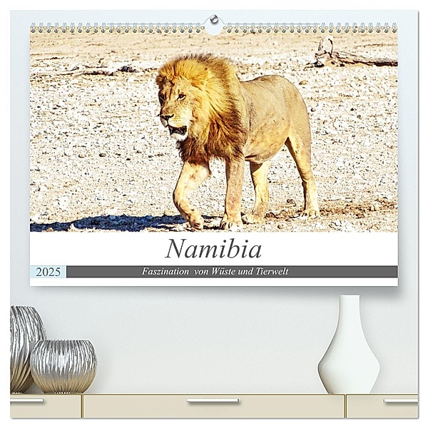 Namibia, Faszination Wüste und Tierwelt (hochwertiger Premium Wandkalender 2025 DIN A2 quer), Kunstdruck in Hochglanz, Calvendo, Linde Kärcher