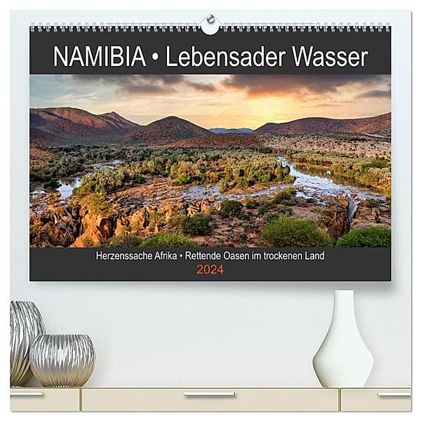 NAMIBIA - Lebensader Wasser (hochwertiger Premium Wandkalender 2024 DIN A2 quer), Kunstdruck in Hochglanz, Wibke Woyke