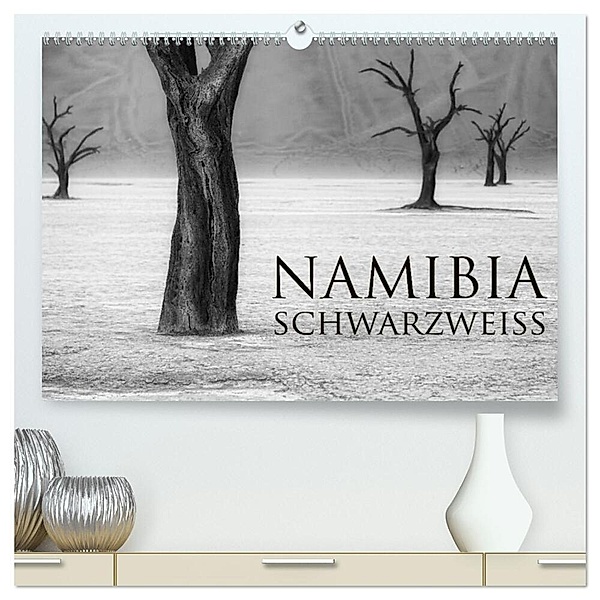 Namibia schwarzweiß (hochwertiger Premium Wandkalender 2024 DIN A2 quer), Kunstdruck in Hochglanz, Michael Voß