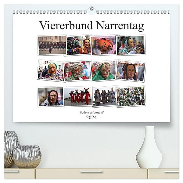 Narrentag Viererbund 2024 (hochwertiger Premium Wandkalender 2024 DIN A2 quer), Kunstdruck in Hochglanz, Bodenseefotograf