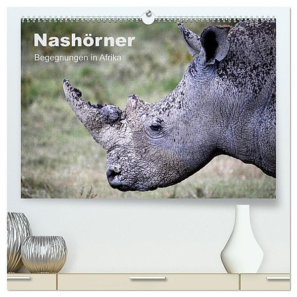 Nashörner - Begegnungen in Afrika (hochwertiger Premium Wandkalender 2024 DIN A2 quer), Kunstdruck in Hochglanz, Michael Herzog