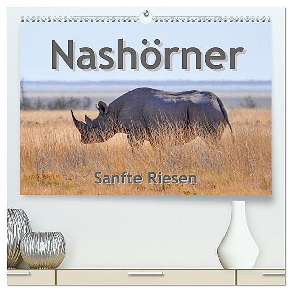 Nashörner - Sanfte Riesen (hochwertiger Premium Wandkalender 2024 DIN A2 quer), Kunstdruck in Hochglanz, Robert Styppa