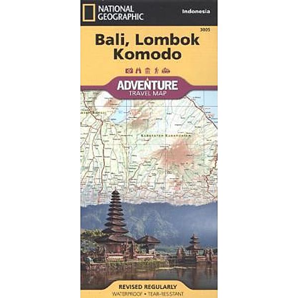 National Geographic Adventure Travel Map Bali, Lombok, Komodo